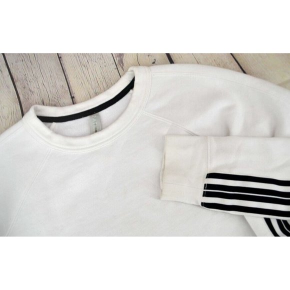 ATHLETA Women's 24/7 Striped Crewneck Sweatshirt SIZE SMALL White / Black - Picture 5 of 6